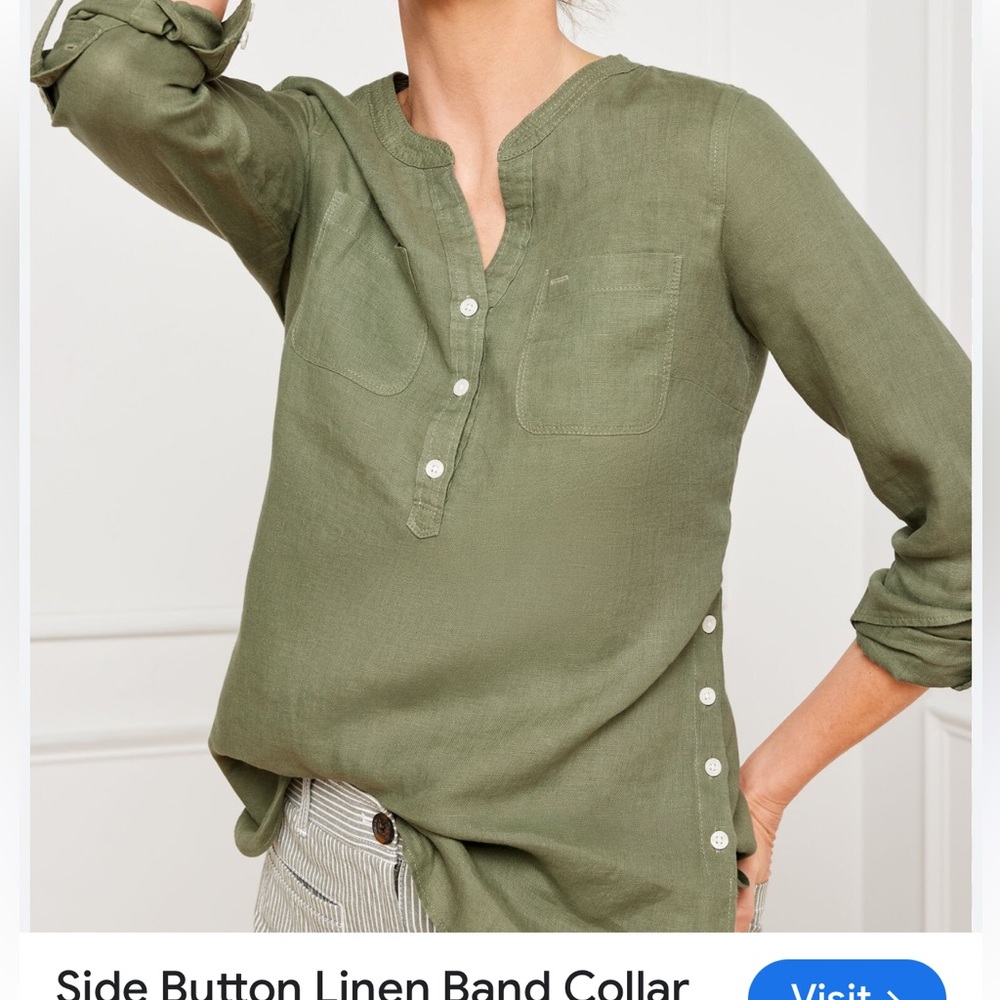 SIDE BUTTON LINEN BAND COLLAR POPOVER - Picture 9 of 9